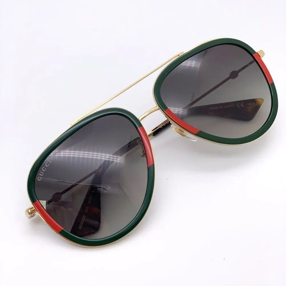 GUCCI unisex GG0062s 003 Gold Green Sunglasses
